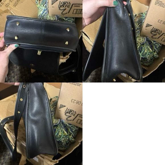 Coach stewardess Black Leather Shoulder Bag with Gold Accents - Picture 13 of 15